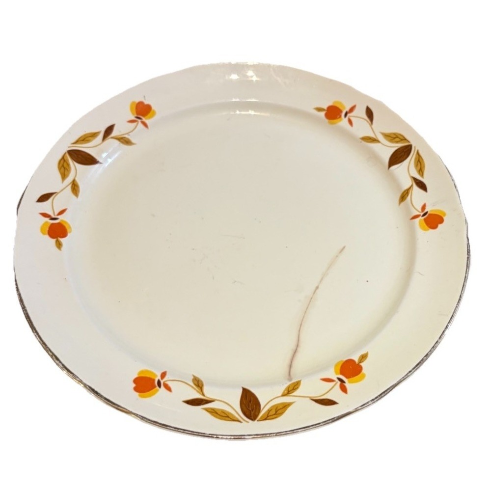Vintage 🍂1 Autumn Leave Hall Mary Dunbar Breakfast Plate 9" Hairline‎ Crack